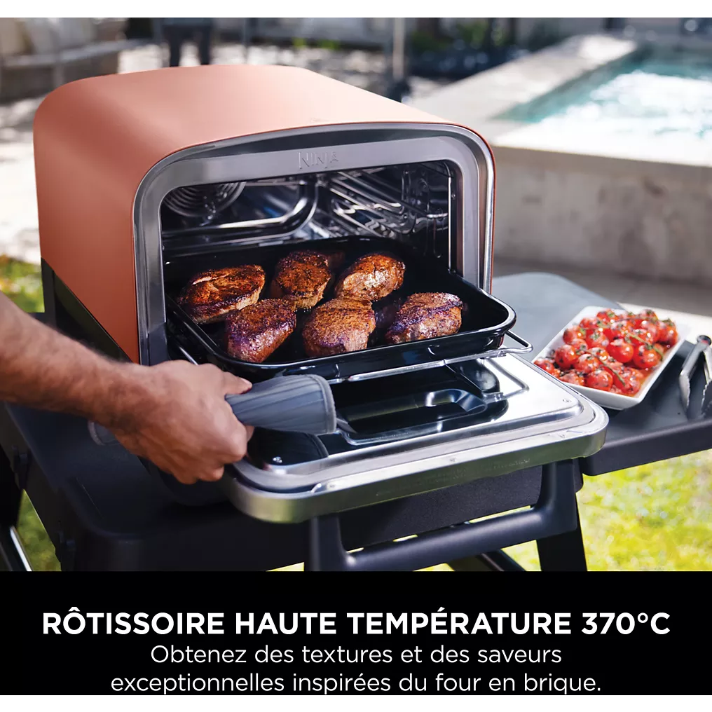 Four à pizza électrique NINJA Woodfire OO101EU orange inox, 1 pizza 30 cm, préchauffage 15 min, jusqu'à 370°C – Image 11