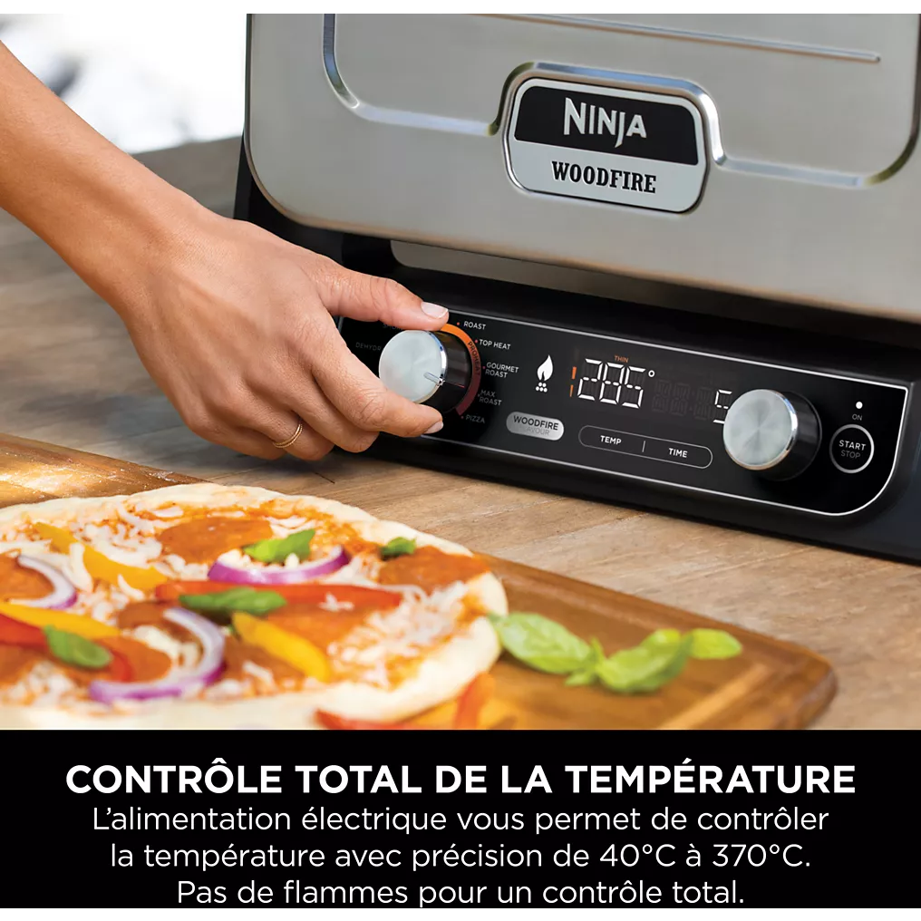 Four à pizza électrique NINJA Woodfire OO101EU orange inox, 1 pizza 30 cm, préchauffage 15 min, jusqu'à 370°C – Image 8