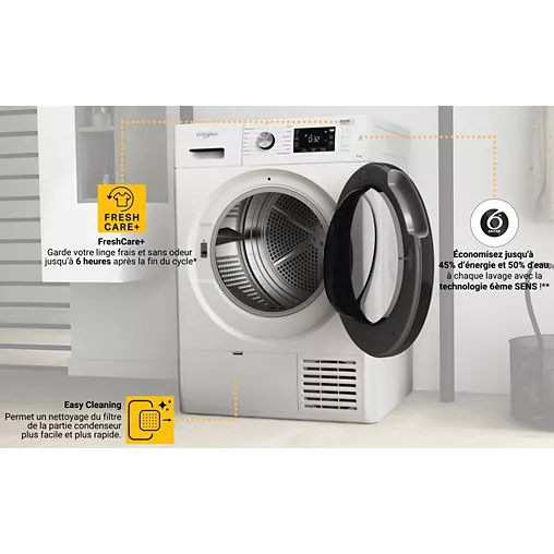 Sèche linge pompe à chaleur WHIRLPOOL FFTBNM229X2BFR + Kit de superposition – Image 9
