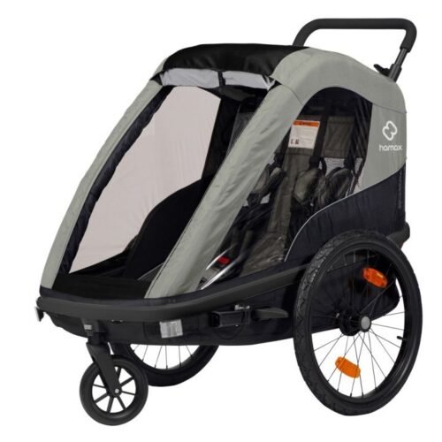 Remorque enfant velo Hamax pour 2 Enfants – Avenida – vert olive