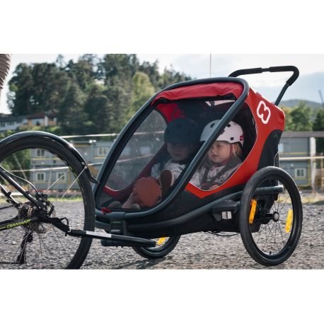 Remorque vélo charge 100 kg Hamax Outback pour 2 Enfants - rouge / noir – Image 9