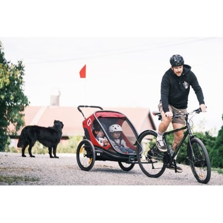 Remorque vélo charge 100 kg Hamax Outback pour 2 Enfants - rouge / noir – Image 7
